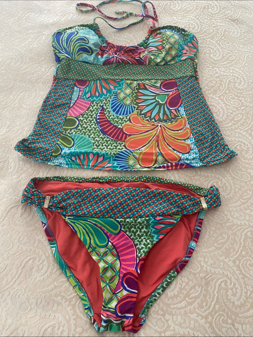 Trina Turk Multicolor Floral Tankini Bikini Set